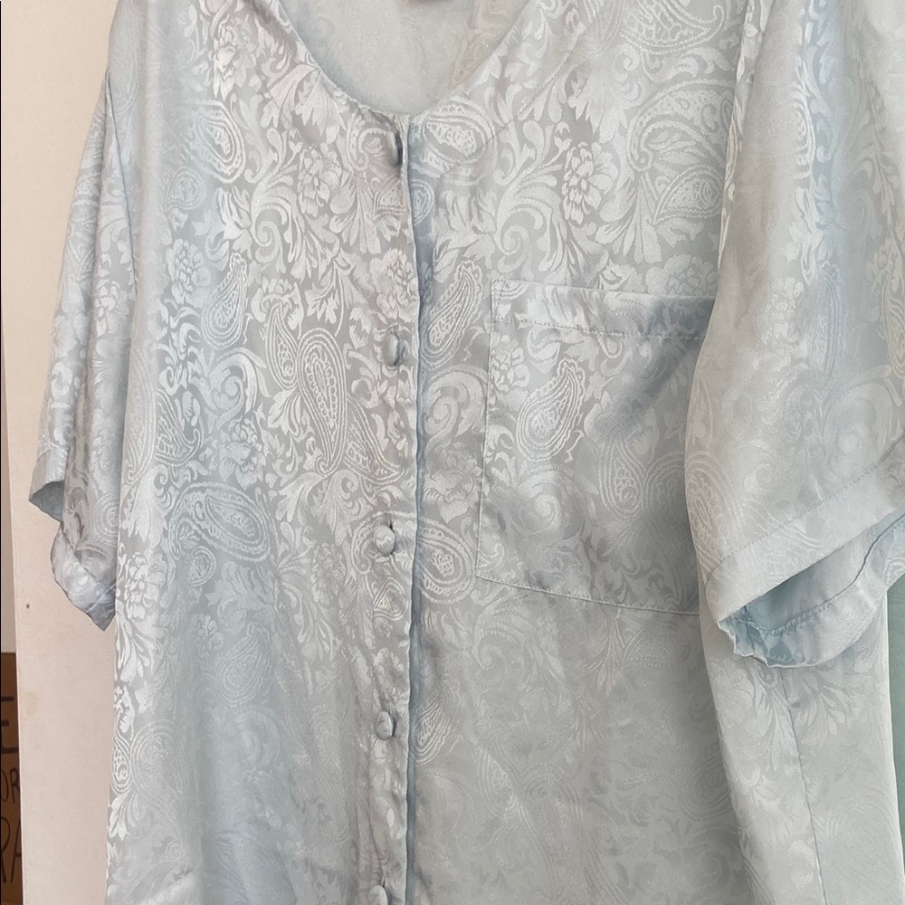 Elegant Light Blue Paisley Blouse